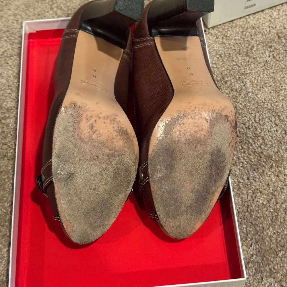 Coach Brown Elegant Peep-Toe Heels - Picture 3 of 3